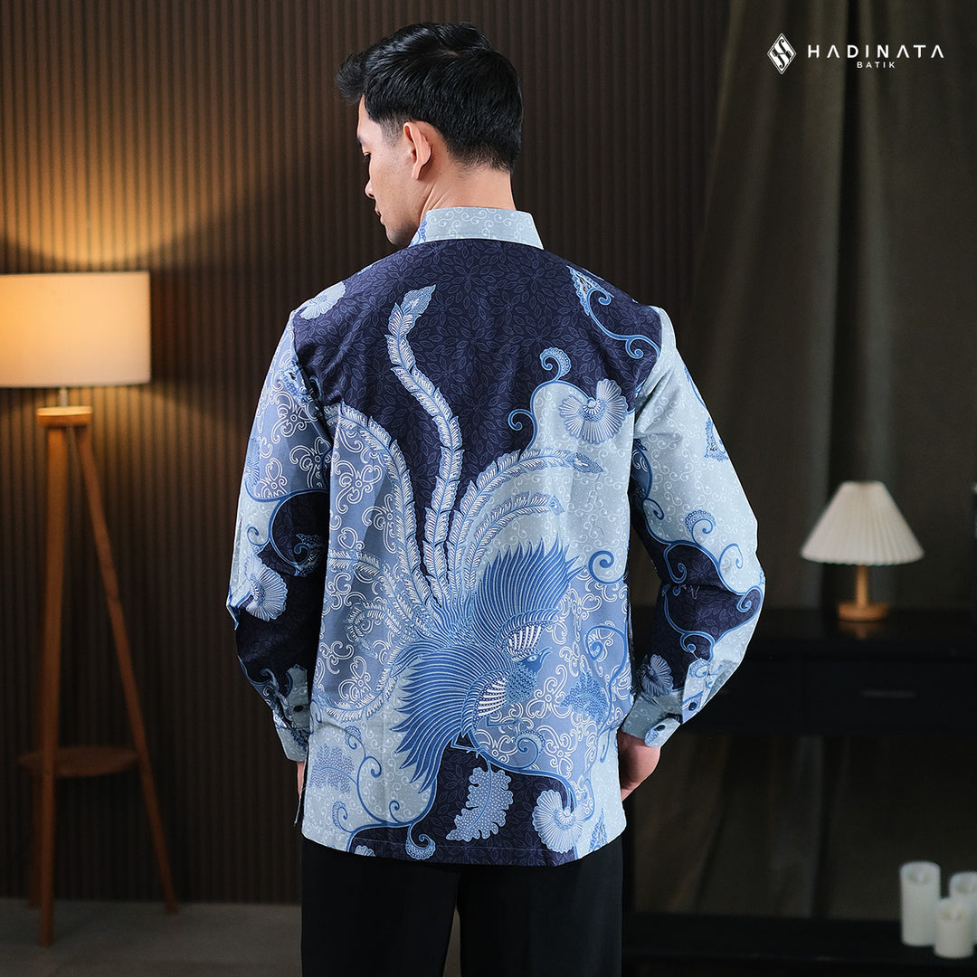 Hadinata Batik Premium Kemeja Batik Pria Lengan Panjang Superfine Furing Vargaz Navy