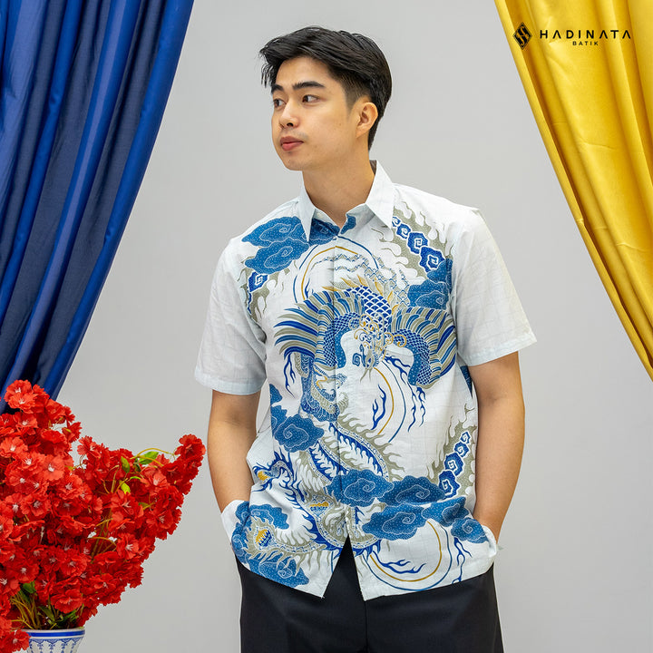 Hadinata Batik Premium Kemeja Batik Pria Lengan Pendek Superfine Bhawana White