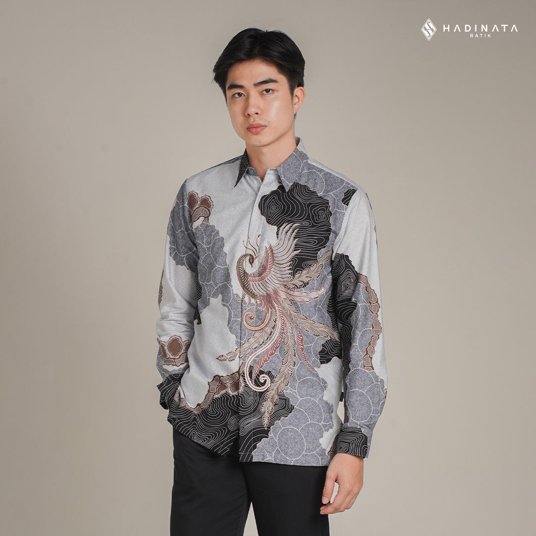Hadinata Batik Premium Kemeja Batik Pria Lengan Panjang Superfine Furing Dharsana Grey
