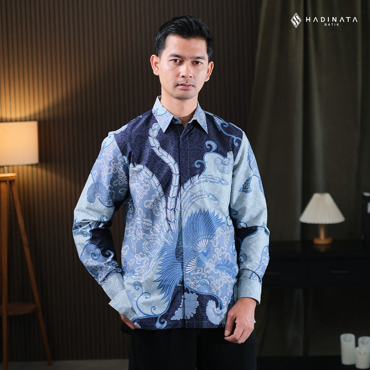 Hadinata Batik Premium Kemeja Batik Pria Lengan Panjang Superfine Furing Vargaz Navy