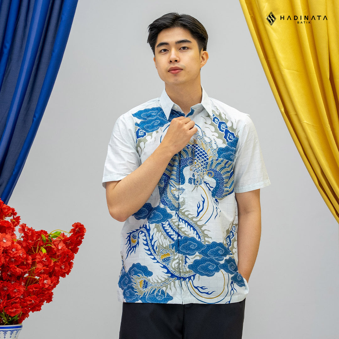 Hadinata Batik Premium Kemeja Batik Pria Lengan Pendek Superfine Bhawana White