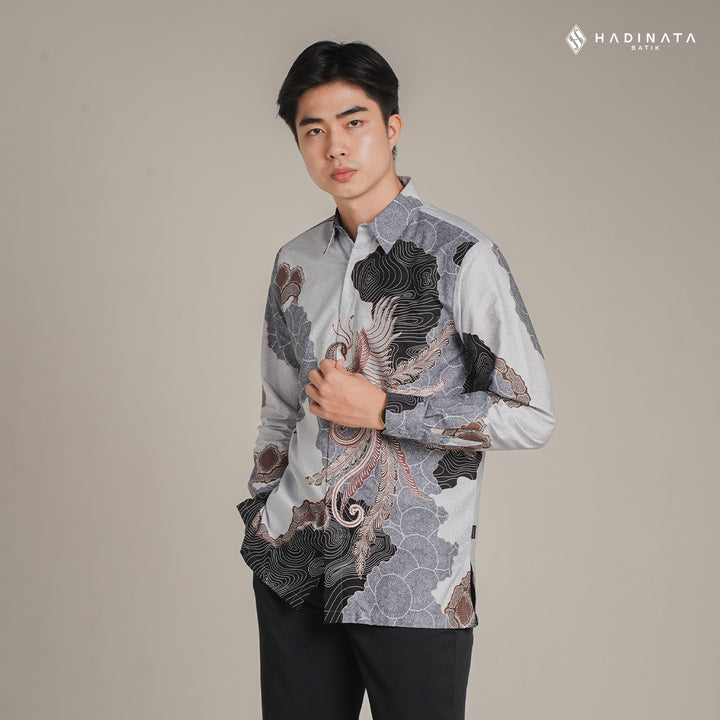 Hadinata Batik Premium Kemeja Batik Pria Lengan Panjang Superfine Furing Dharsana Grey