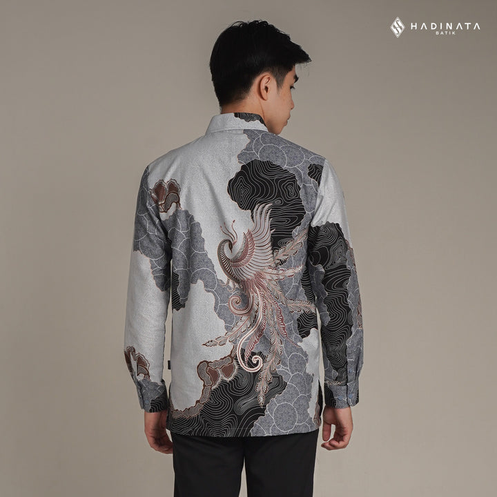 Hadinata Batik Premium Kemeja Batik Pria Lengan Panjang Superfine Furing Dharsana Grey