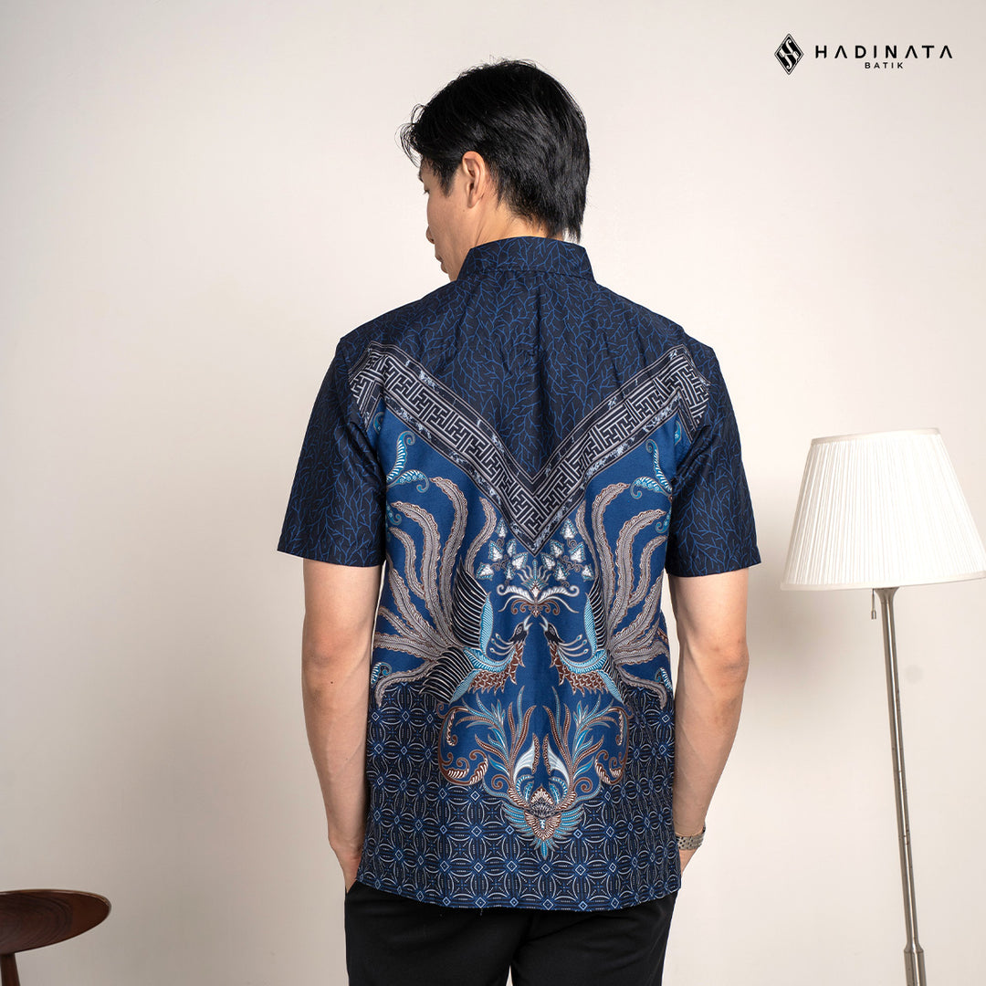 Hadinata Batik Premium Kemeja Batik Pria Lengan Pendek Superfine Himaira Blue