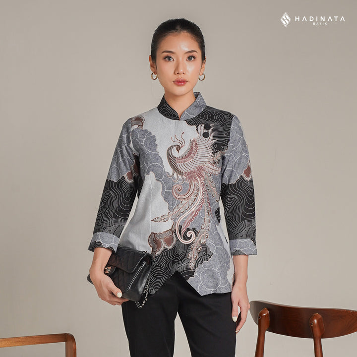 Hadinata Batik Premium Blouse Batik Wanita Superfine Dharsana Grey