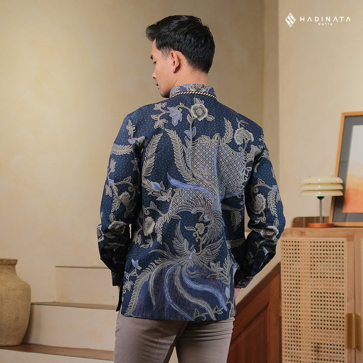 Hadinata Embroidery Batik Kemeja Panjang Syakala Navy