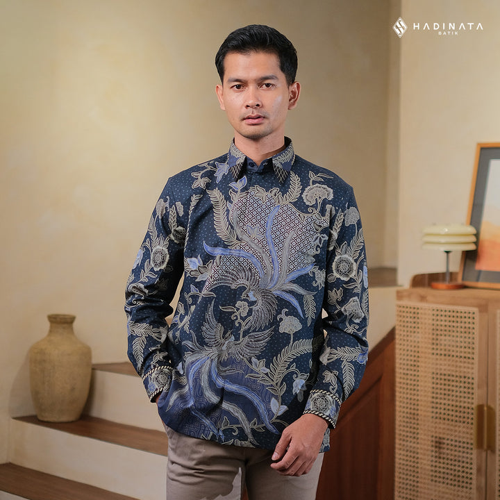 Hadinata Embroidery Batik Kemeja Panjang Syakala Navy