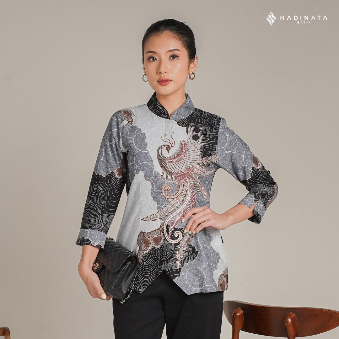 Hadinata Batik Premium Blouse Batik Wanita Superfine Dharsana Grey