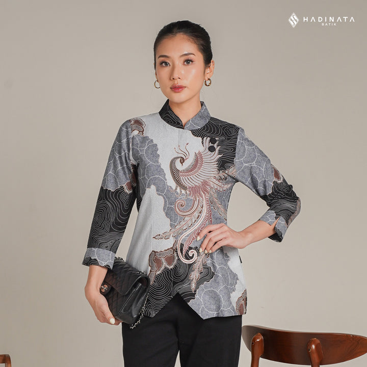 Hadinata Batik Premium Blouse Batik Wanita Superfine Dharsana Grey