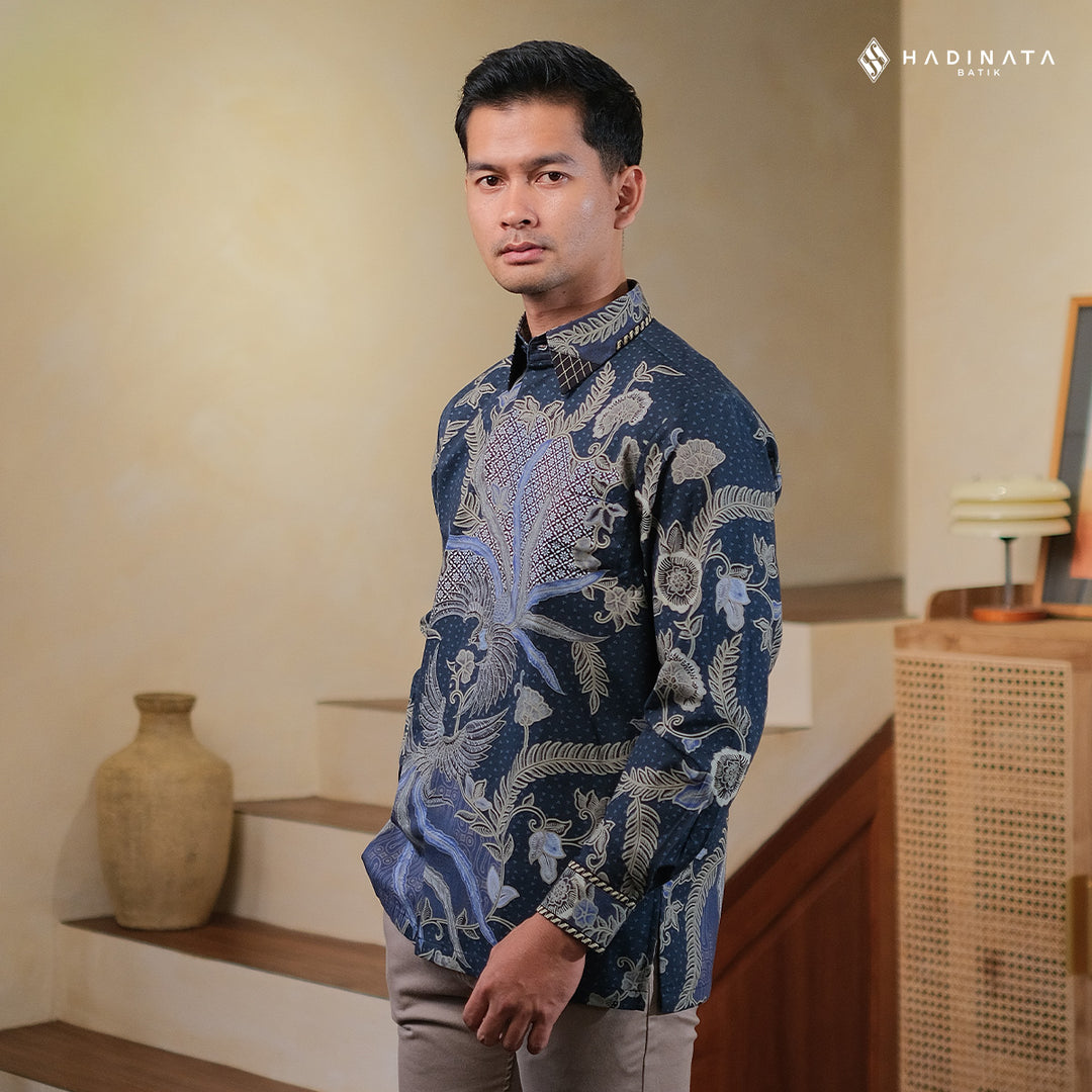 Hadinata Embroidery Batik Kemeja Panjang Syakala Navy