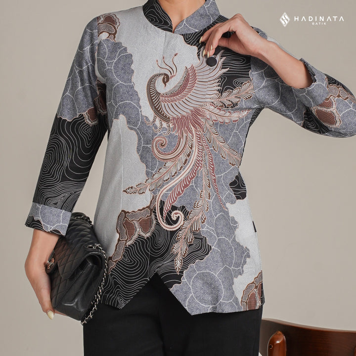 Hadinata Batik Premium Blouse Batik Wanita Superfine Dharsana Grey
