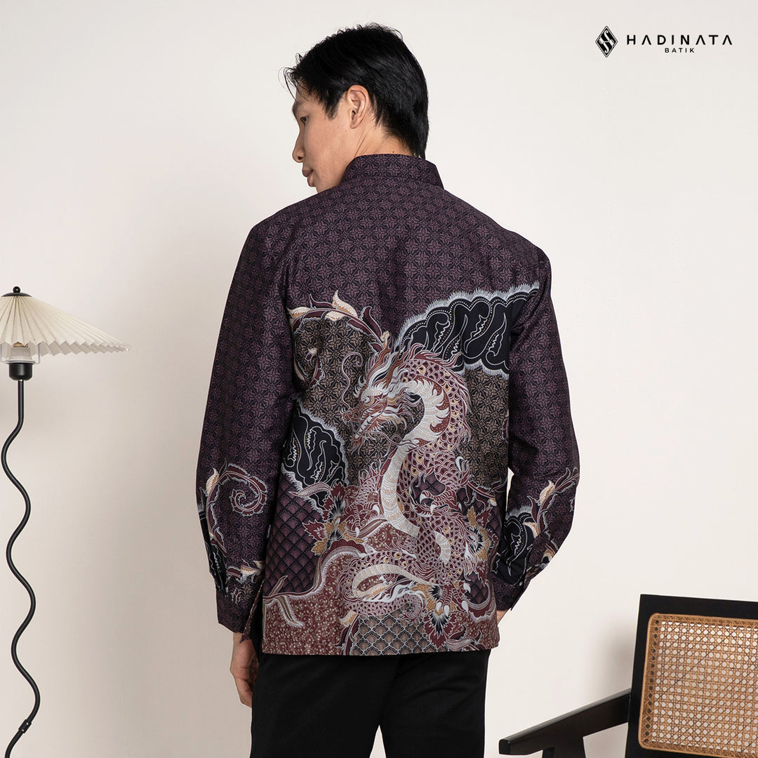 Hadinata Batik Premium Kemeja Batik Pria Lengan Panjang Superfine Furing Vasuki Maroon