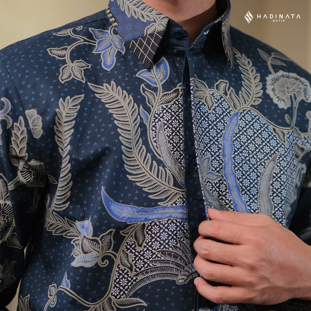 Hadinata Embroidery Batik Kemeja Panjang Syakala Navy