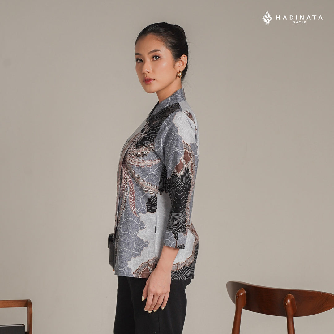 Hadinata Batik Premium Blouse Batik Wanita Superfine Dharsana Grey