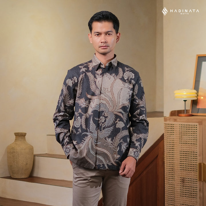 Hadinata Embroidery Batik Kemeja Panjang Syakala Black