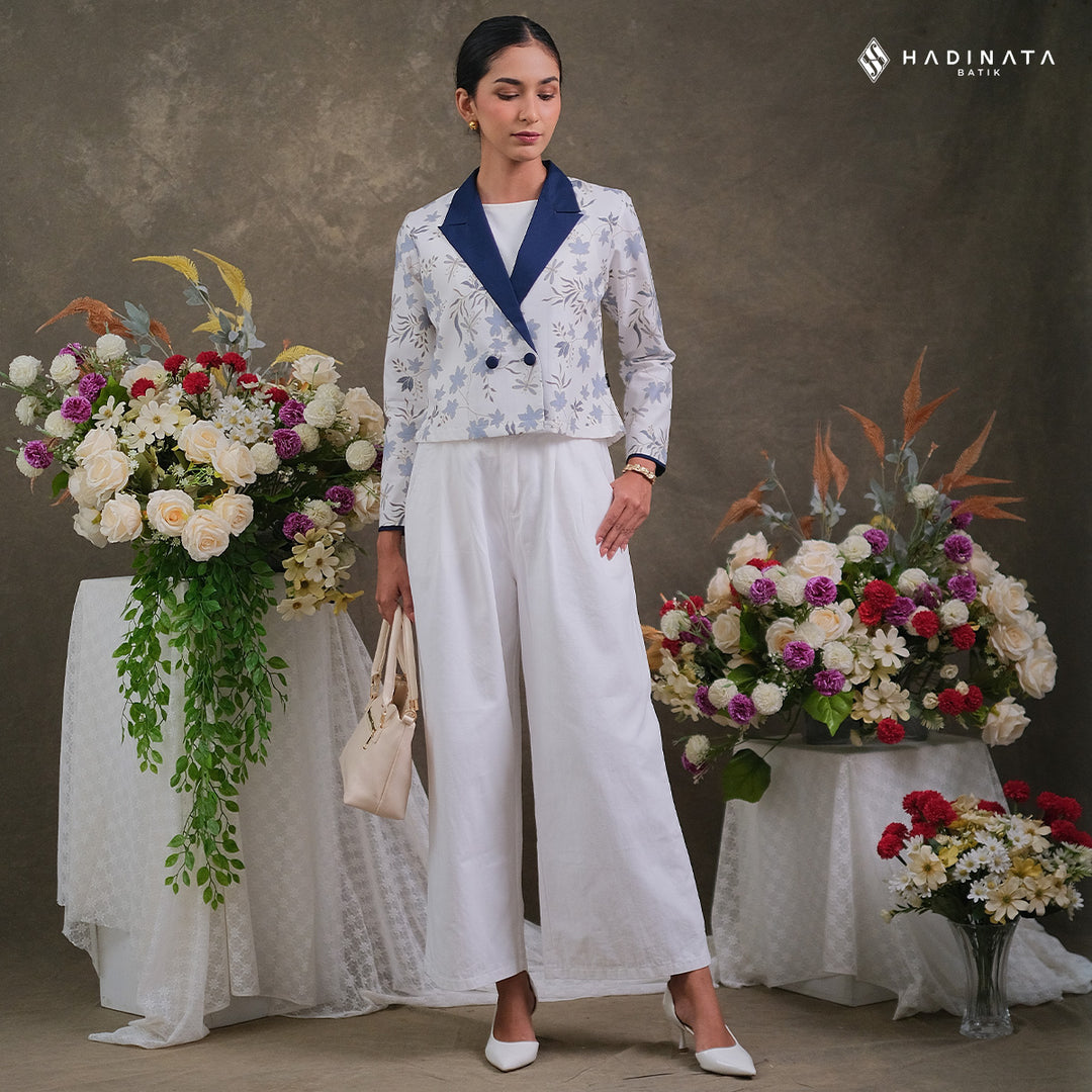 Hadinata Batik Premium Blazer Wanita Vidalea White
