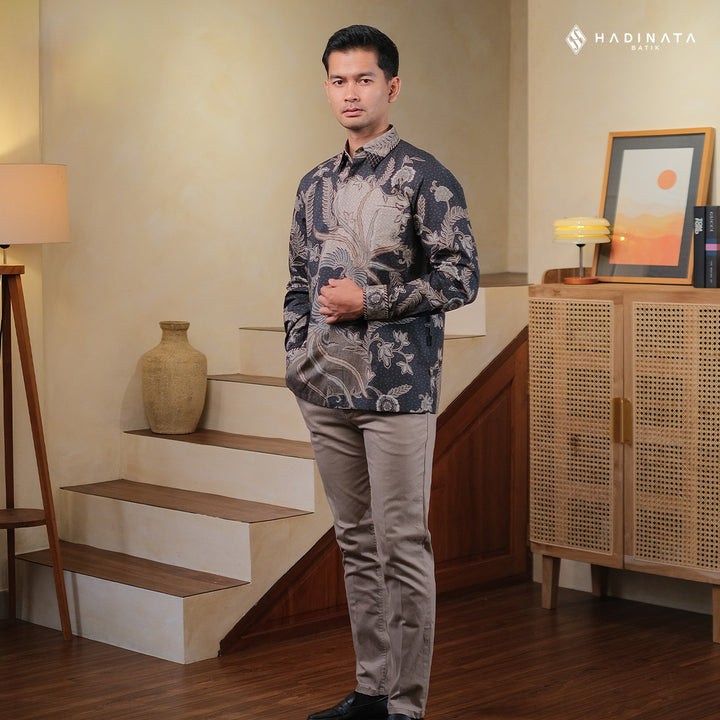 Hadinata Embroidery Batik Kemeja Panjang Syakala Black