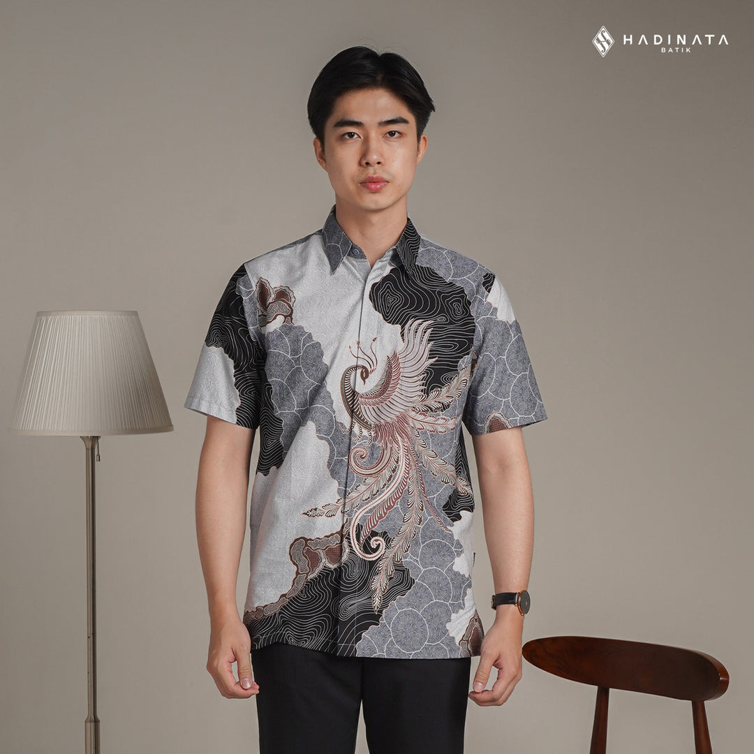 Hadinata Batik Premium Kemeja Batik Pria Lengan Pendek Superfine Dharsana Grey