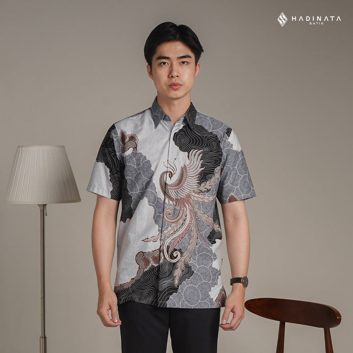 Hadinata Batik Premium Kemeja Batik Pria Lengan Pendek Superfine Dharsana Grey