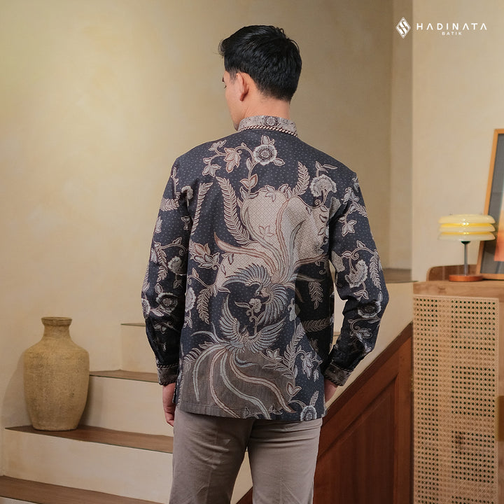 Hadinata Embroidery Batik Kemeja Panjang Syakala Black