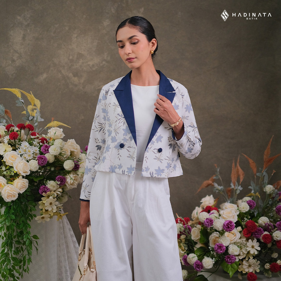 Hadinata Batik Premium Blazer Wanita Vidalea White