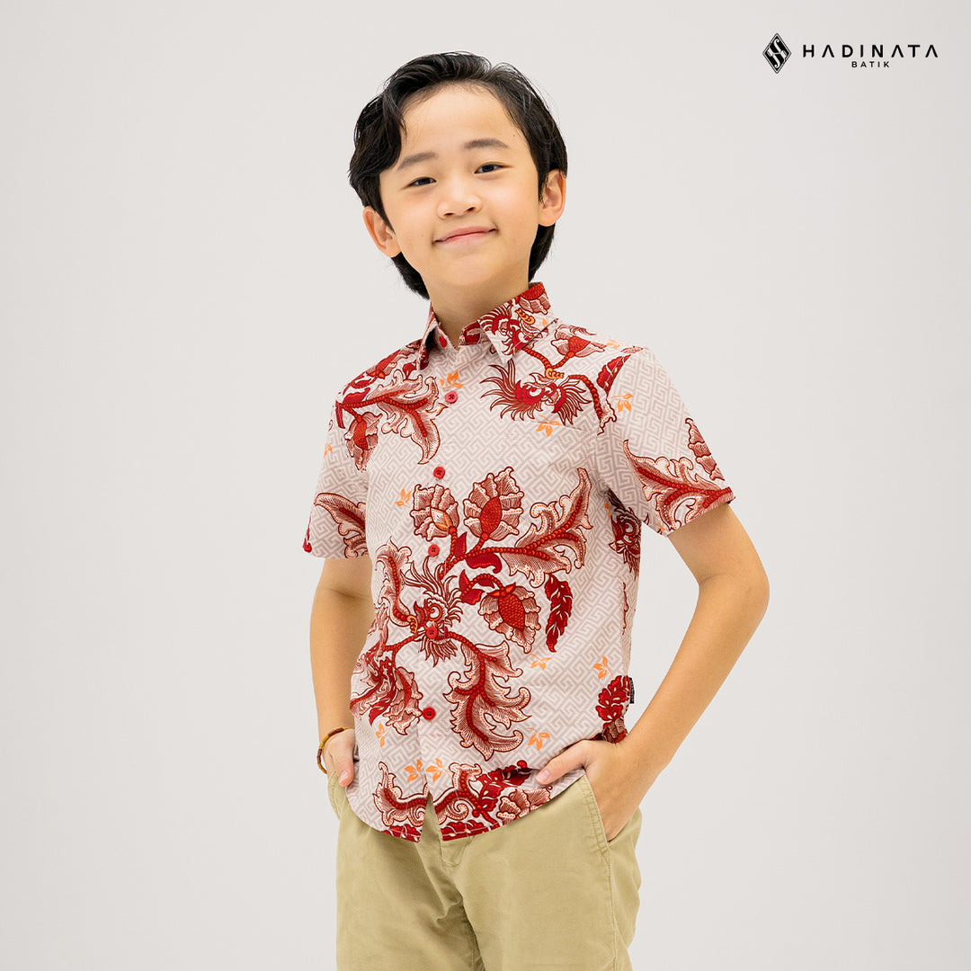 Hadinata Batik Kemeja Anak Superfine Gracika Red