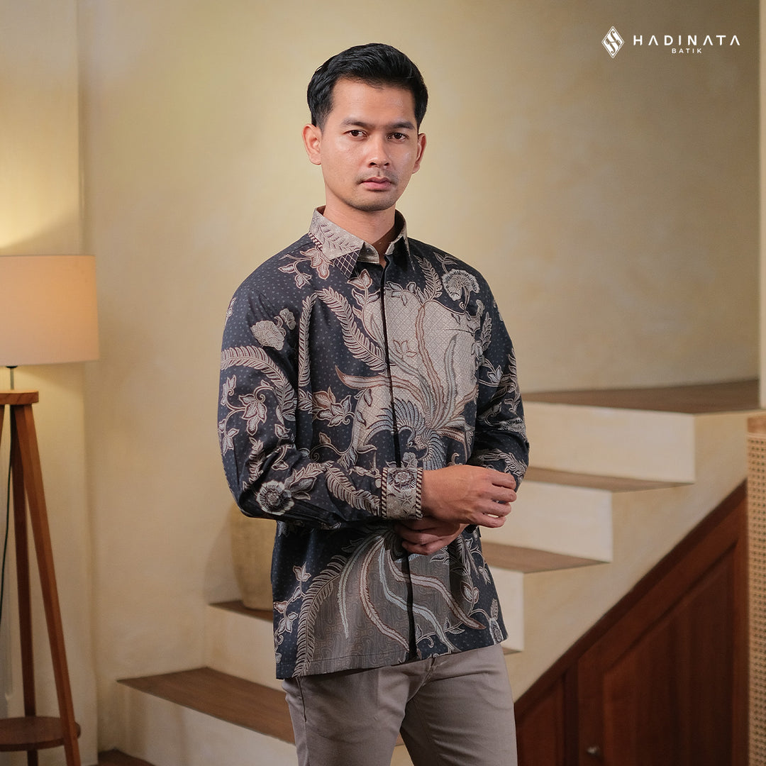 Hadinata Embroidery Batik Kemeja Panjang Syakala Black