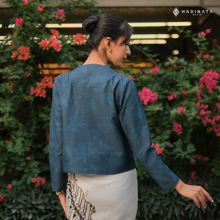 Hadinata Batik Wanita Premium Kebaya Dobby Lengan Panjang Lir Sasmita Navy