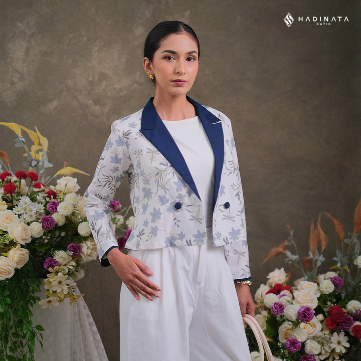 Hadinata Batik Premium Blazer Wanita Vidalea White