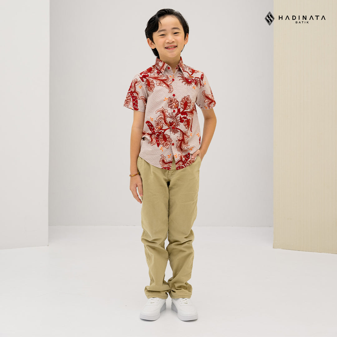 Hadinata Batik Kemeja Anak Superfine Gracika Red