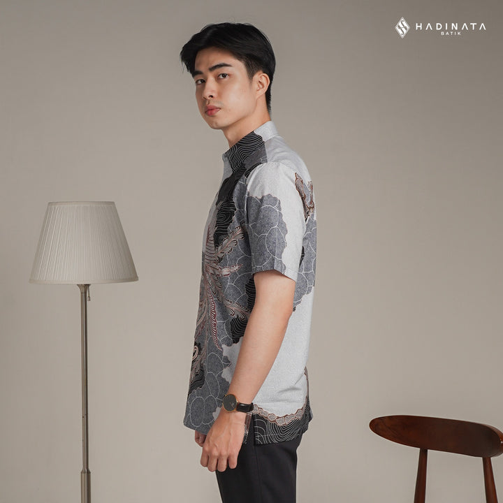 Hadinata Batik Premium Kemeja Batik Pria Lengan Pendek Superfine Dharsana Grey