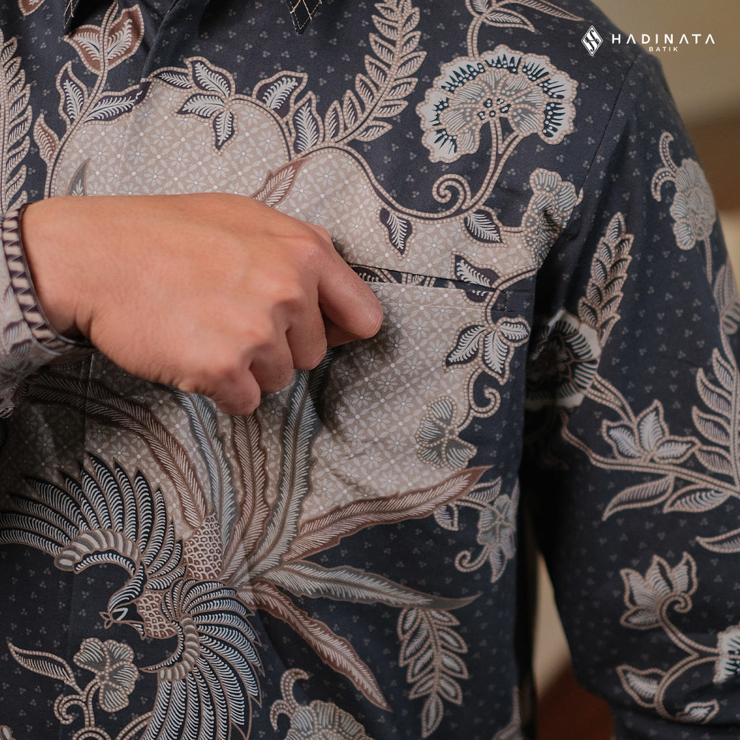 Hadinata Embroidery Batik Kemeja Panjang Syakala Black