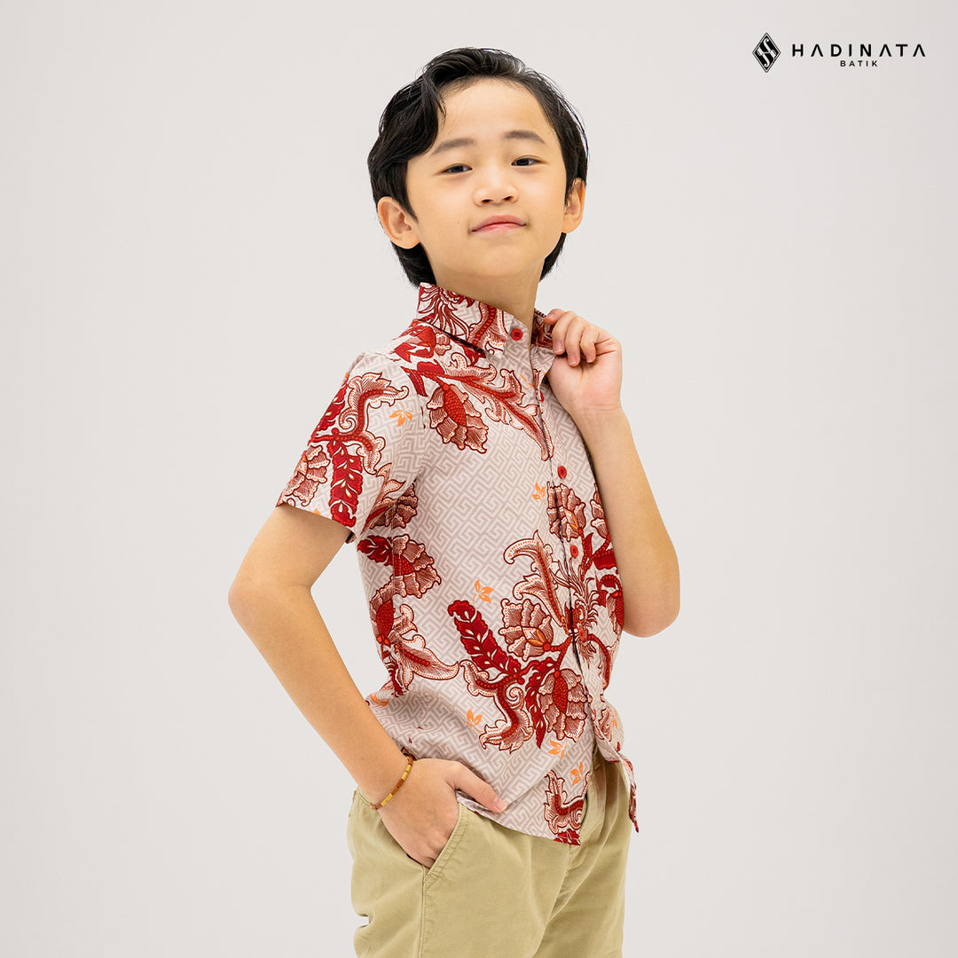Hadinata Batik Kemeja Anak Superfine Gracika Red