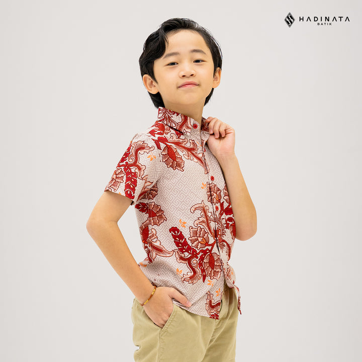 Hadinata Batik Kemeja Anak Superfine Gracika Red