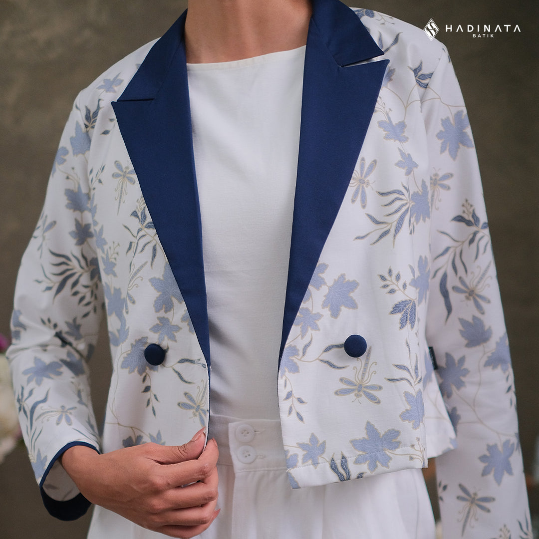 Hadinata Batik Premium Blazer Wanita Vidalea White