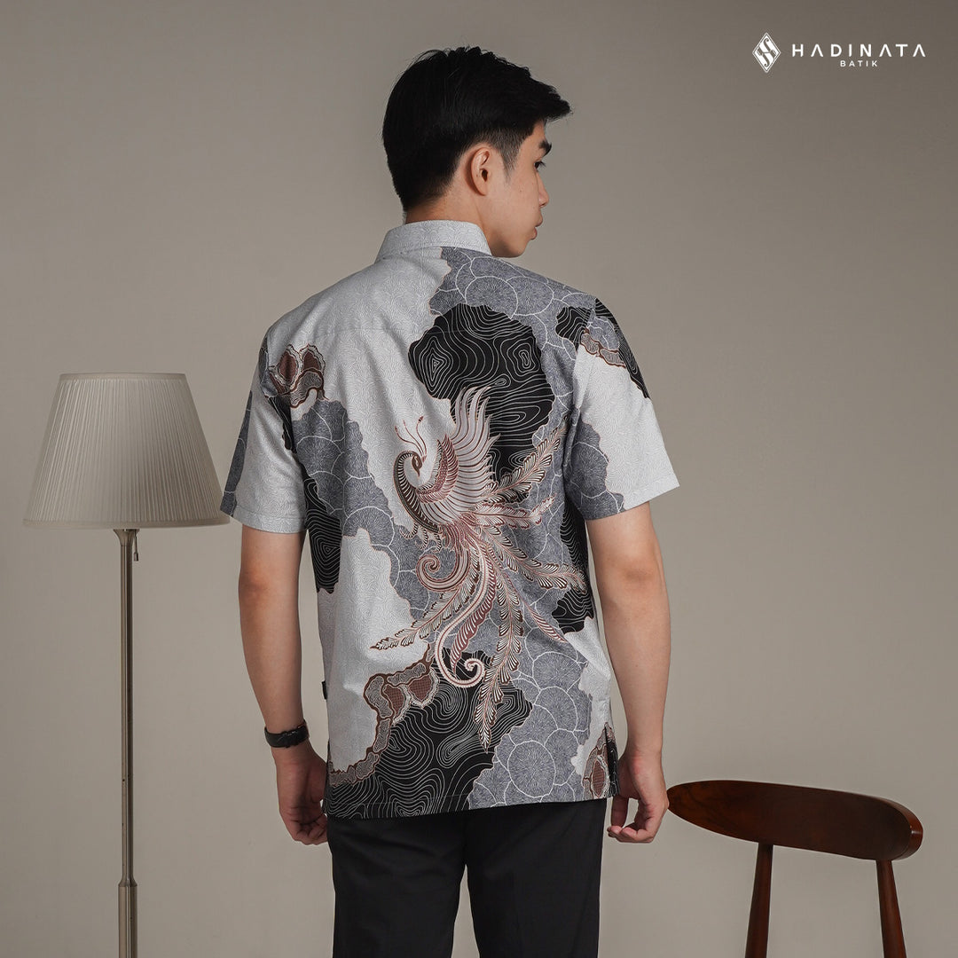 Hadinata Batik Premium Kemeja Batik Pria Lengan Pendek Superfine Dharsana Grey