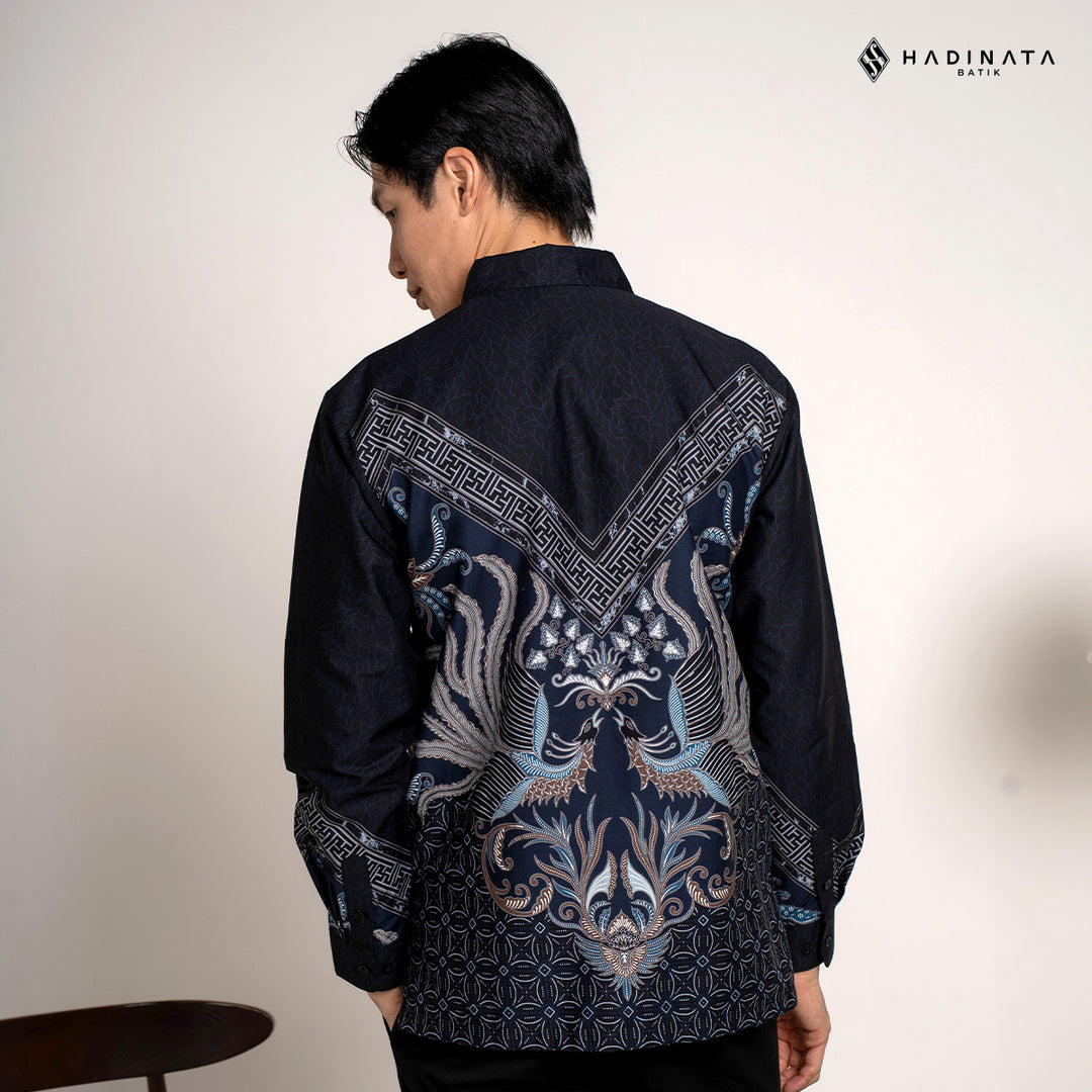 Hadinata Batik Premium Kemeja Batik Pria Lengan Panjang Superfine Furing Himaira Navy