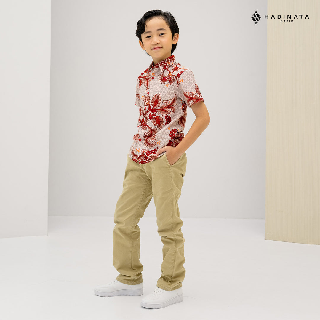 Hadinata Batik Kemeja Anak Superfine Gracika Red