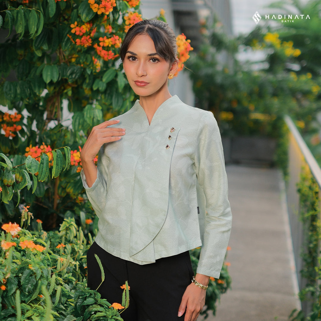 Hadinata Batik Wanita Premium Kebaya Dobby Lengan Panjang Lir Sasmita Green