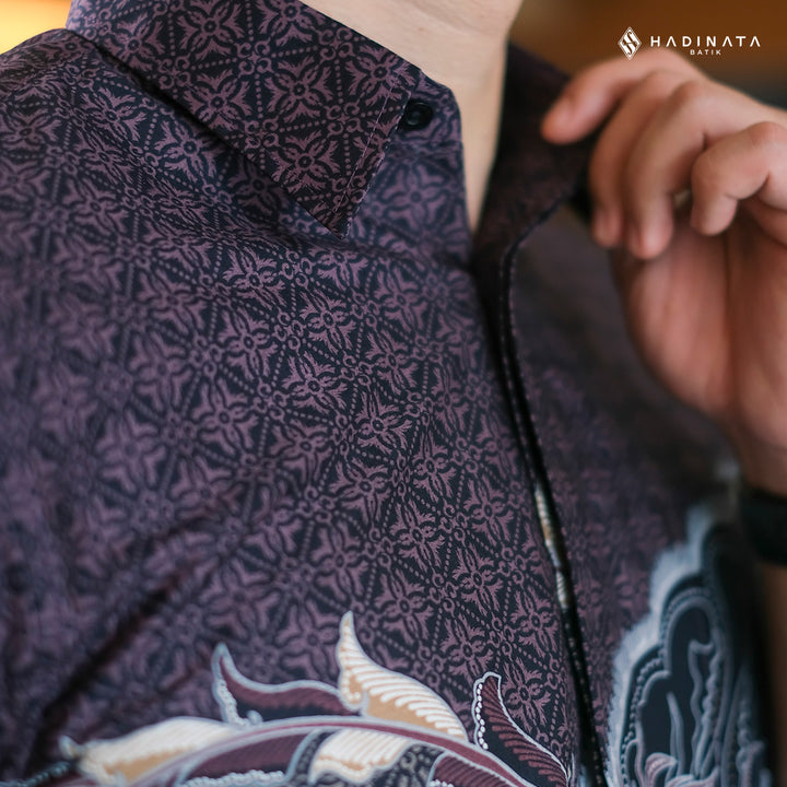 Hadinata Batik Premium Kemeja Batik Pria Lengan Pendek Superfine Vasuki Maroon