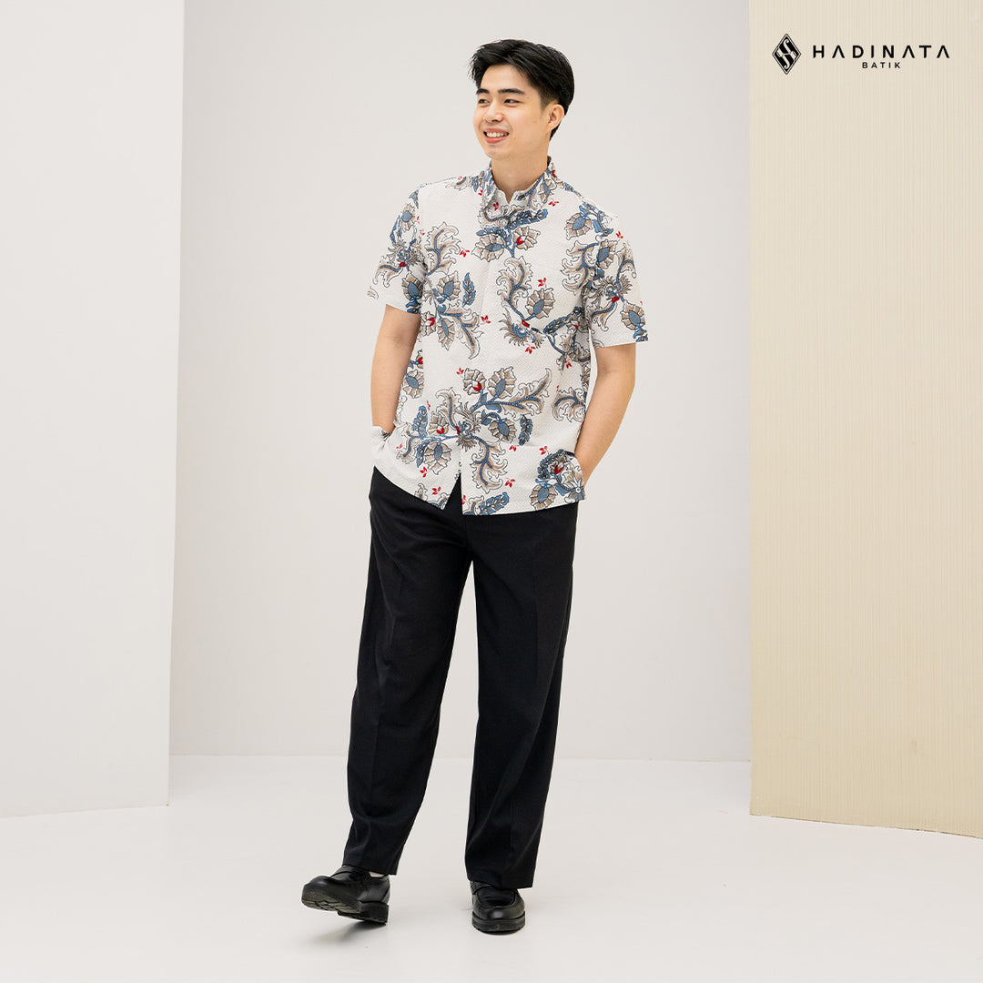 Hadinata Batik Premium Kemeja Batik Pria Lengan Pendek Superfine Gracika White