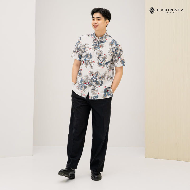 Hadinata Batik Premium Kemeja Batik Pria Lengan Pendek Superfine Gracika White