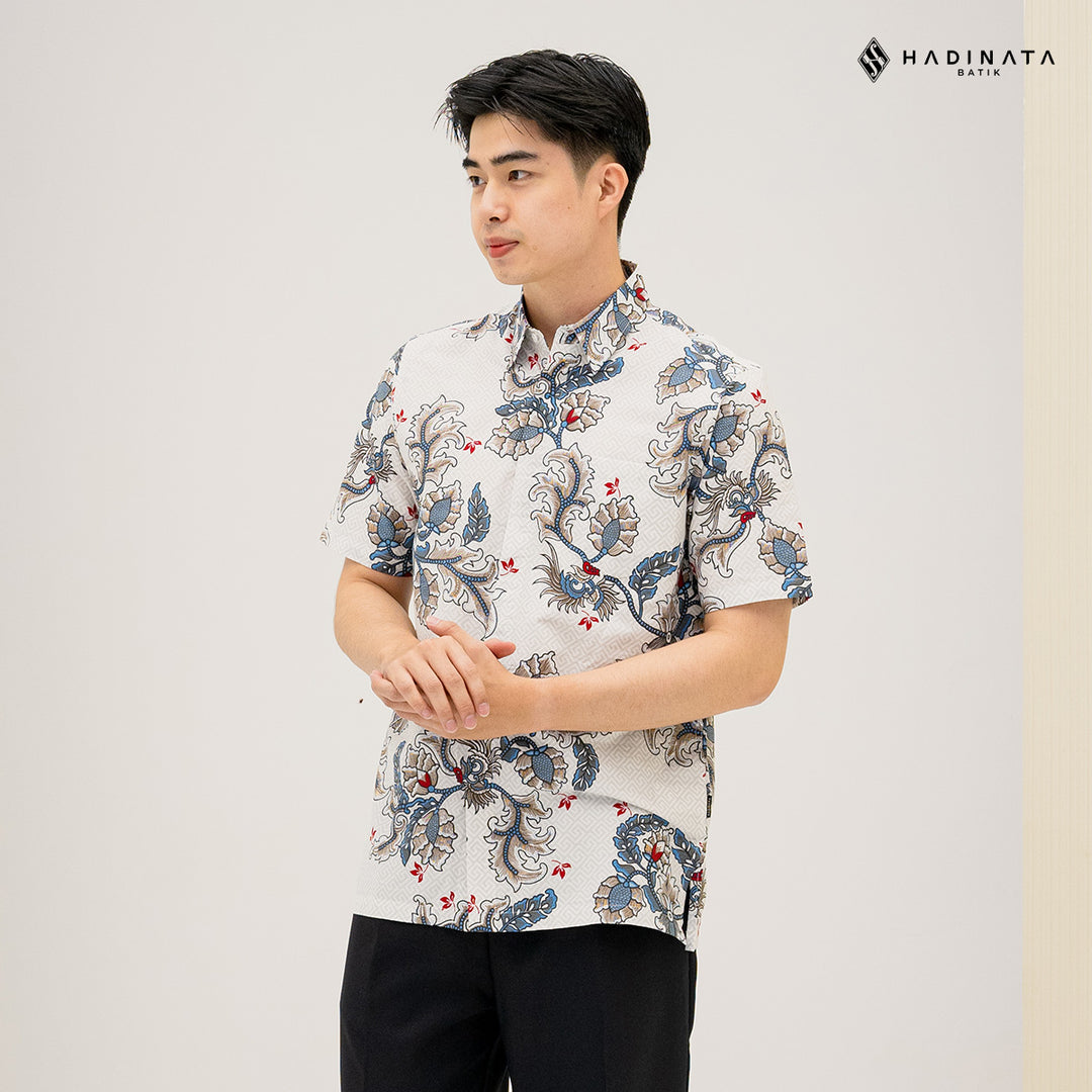 Hadinata Batik Premium Kemeja Batik Pria Lengan Pendek Superfine Gracika White