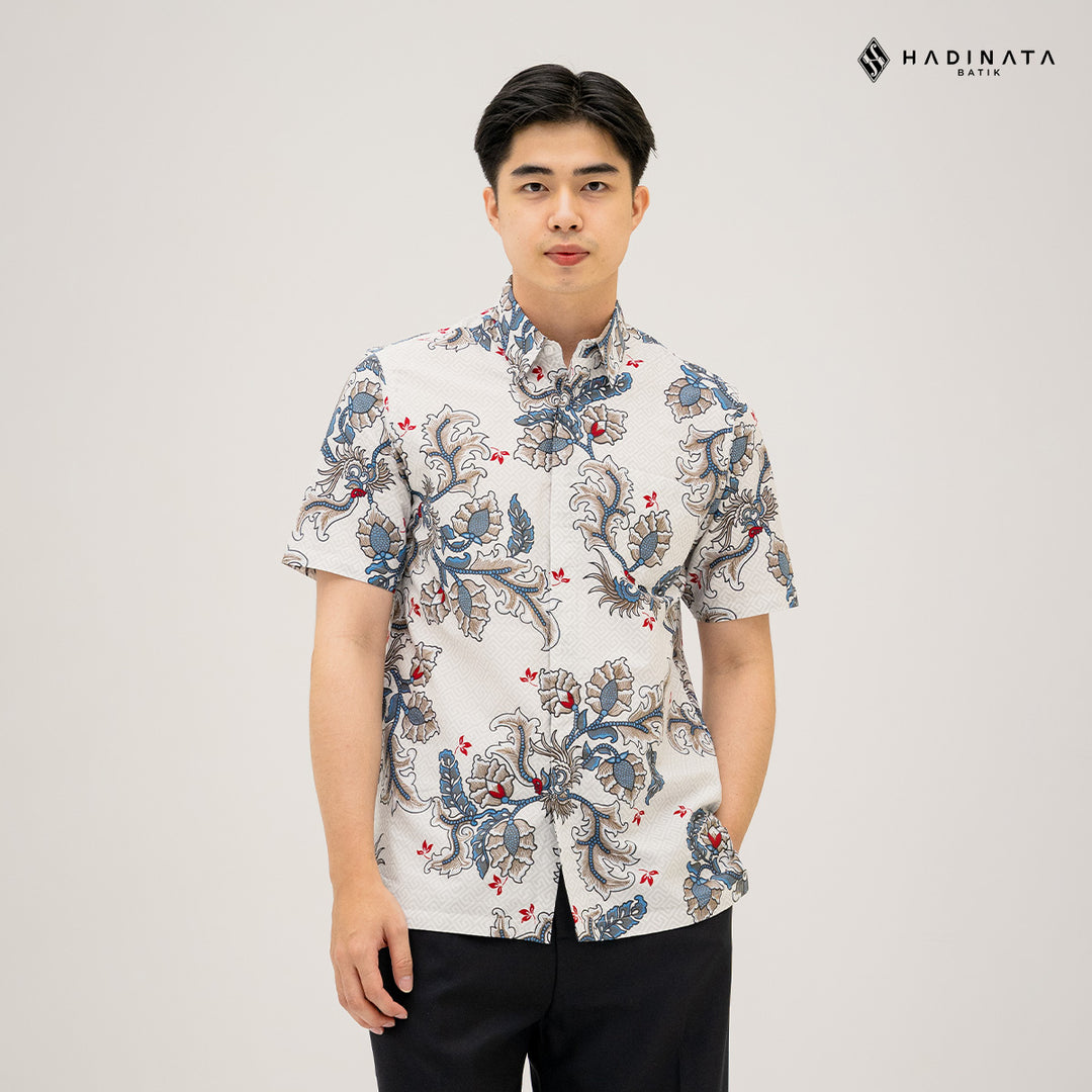 Hadinata Batik Premium Kemeja Batik Pria Lengan Pendek Superfine Gracika White