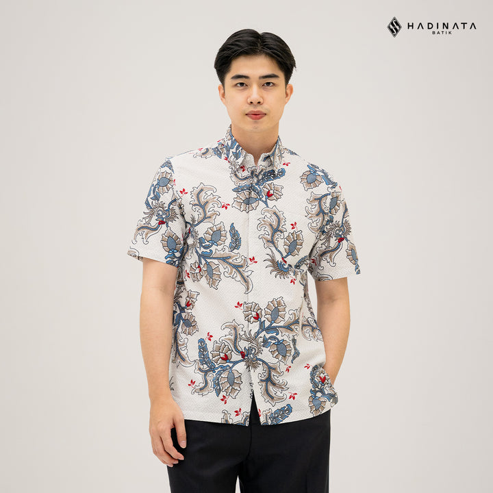 Hadinata Batik Premium Kemeja Batik Pria Lengan Pendek Superfine Gracika White