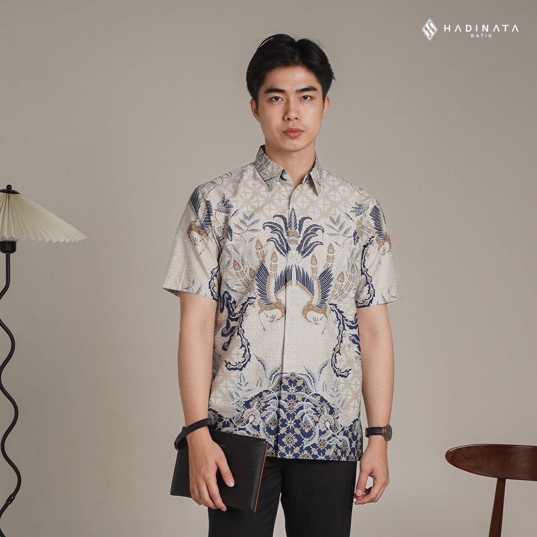 Hadinata Batik Premium Kemeja Batik Pria Lengan Pendek Superfine Centana Centani Cream