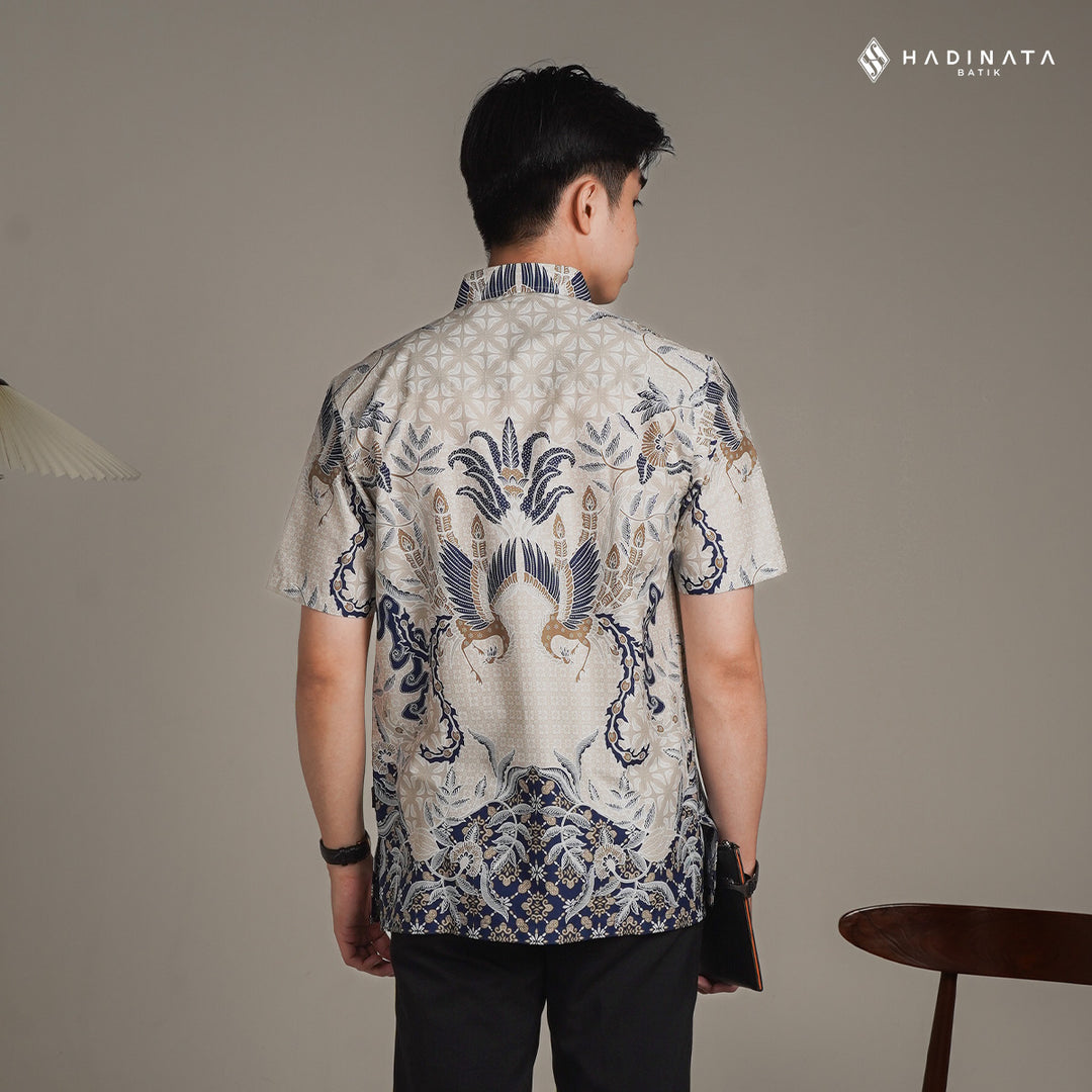 Hadinata Batik Premium Kemeja Batik Pria Lengan Pendek Superfine Centana Centani Cream