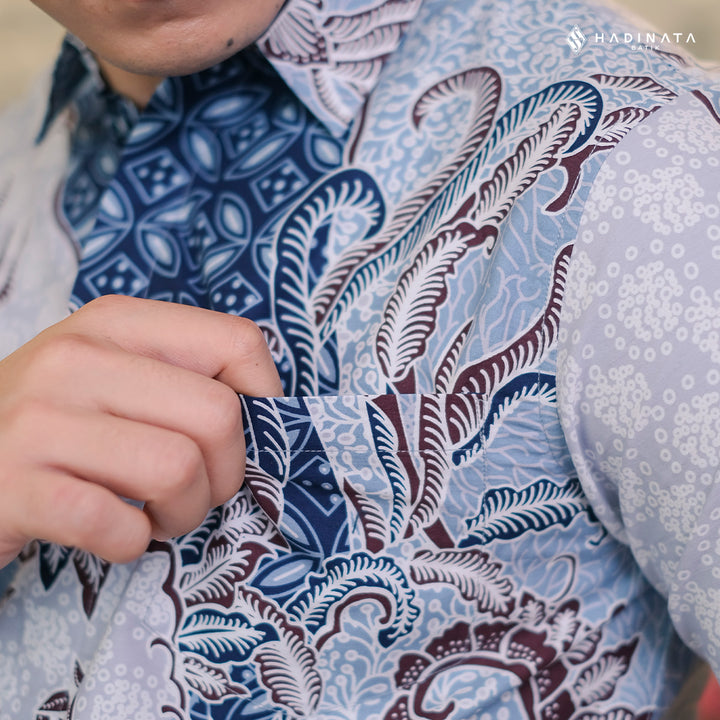Hadinata Batik Premium Kemeja Batik Pria Lengan Pendek Superfine Bhumi Paksi Blue