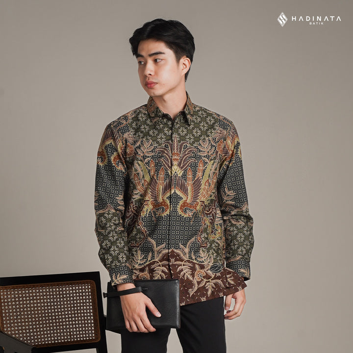 Hadinata Batik Premium Kemeja Batik Pria Lengan Panjang Superfine Furing Centana Centani Sogan