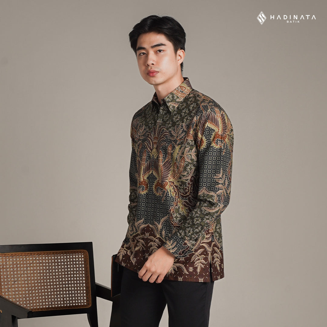 Hadinata Batik Premium Kemeja Batik Pria Lengan Panjang Superfine Furing Centana Centani Sogan